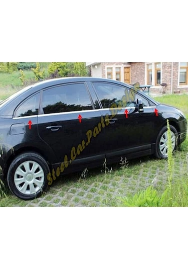 Citroen C4  sedan Krom Cam Çıtası 8 Prç 2005-2010 Arası P.Çelik ürün görseli 1