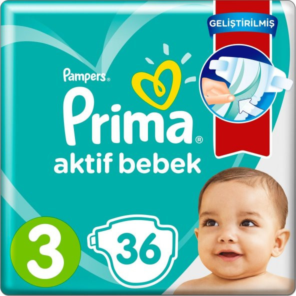 Prima Bebek Bezi Aktif Bebek Standart Paket 3 Beden 36 Adet - 1
