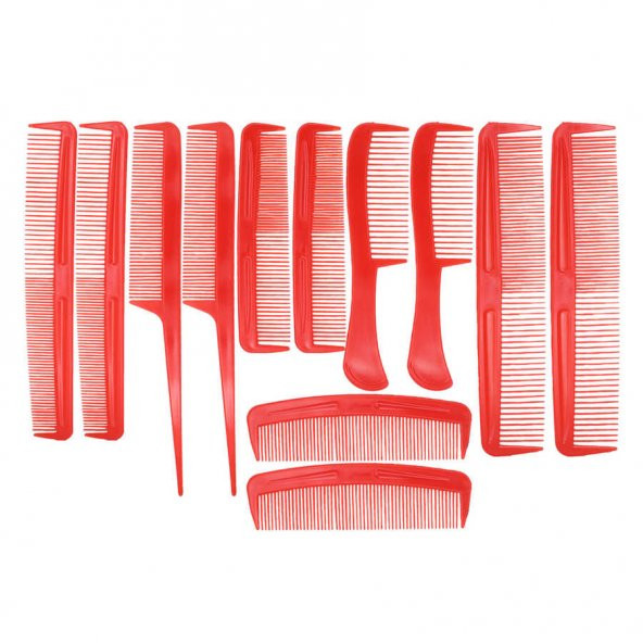 12 Li Comb Plastik Tarak Seti ( Kırmızı )