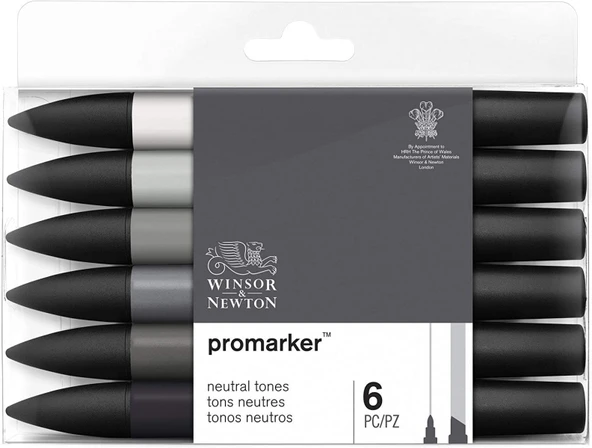 Winsor Newton Promarker 6'lı Neutral Tones ürün görseli