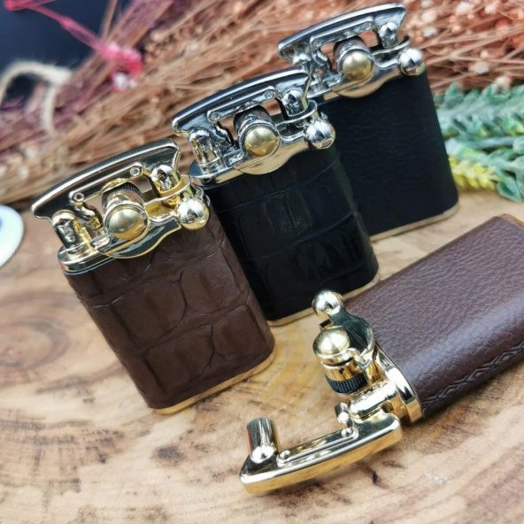 Ağa Çakmak  100 çelik  Özel Mekanizma Benzinli Yarı Otomatik Stil Kapak - Kahverengi Dalgalı - 2
