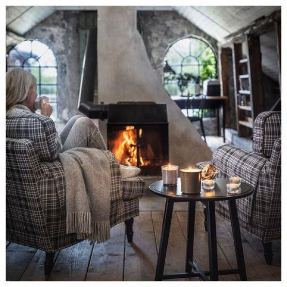 30 Lu Şenlik Ateşi Kokulu Mum MeridyenDukkan Toprak-Tütsü Kokusu Mini Mum 3.8 Cm Gri - 3