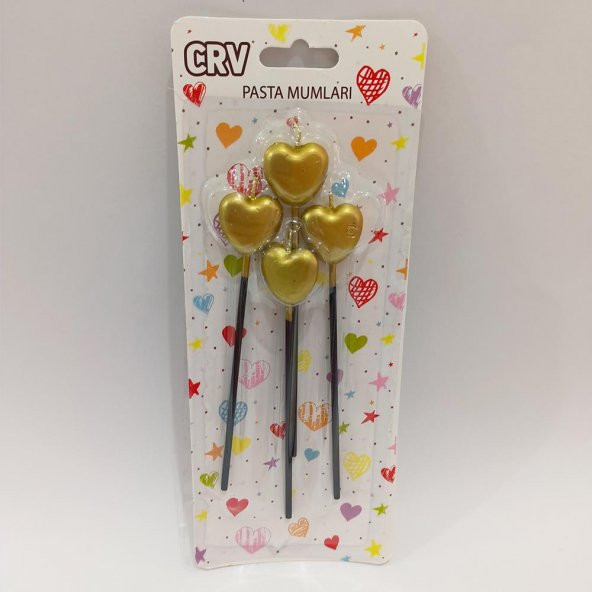 4lü Kalp Şekilli Mum - Gold