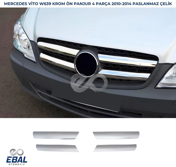 Mercedes Vito W639 Krom Ön Panjur 4 prç. 2010-2014 P. Çelik ürün görseli