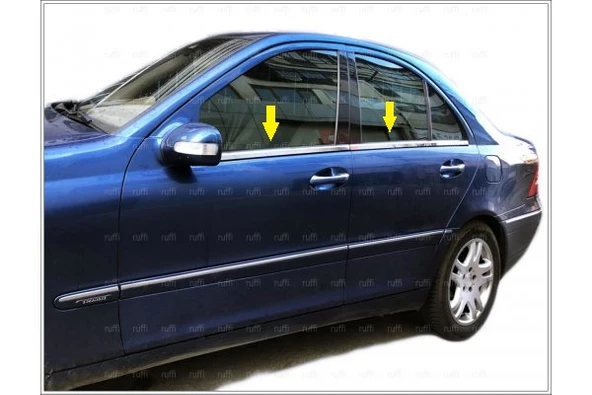 M. Benz C Klasse W203 Krom Cam Çıtası 4 prç. 2000-2007 P.Çelik