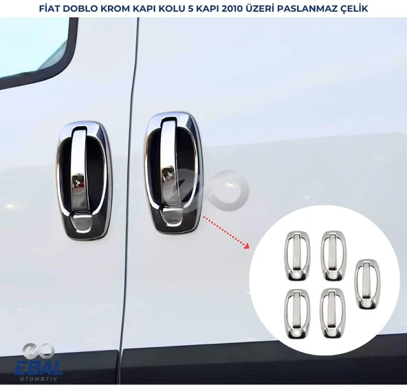 Peugeot Bipper Krom Kapı Kolu+Çerçeve 5 Kapı 10 Prç. 2008 Üzeri P.Çelik