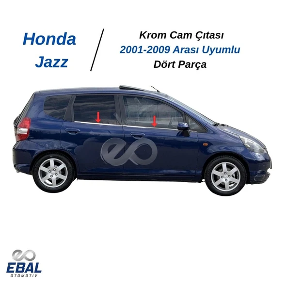 Honda Jazz Krom Cam Çıtası 4 Parça 2001-2009 Arası Uyumlu P. Çelik - Resim 2