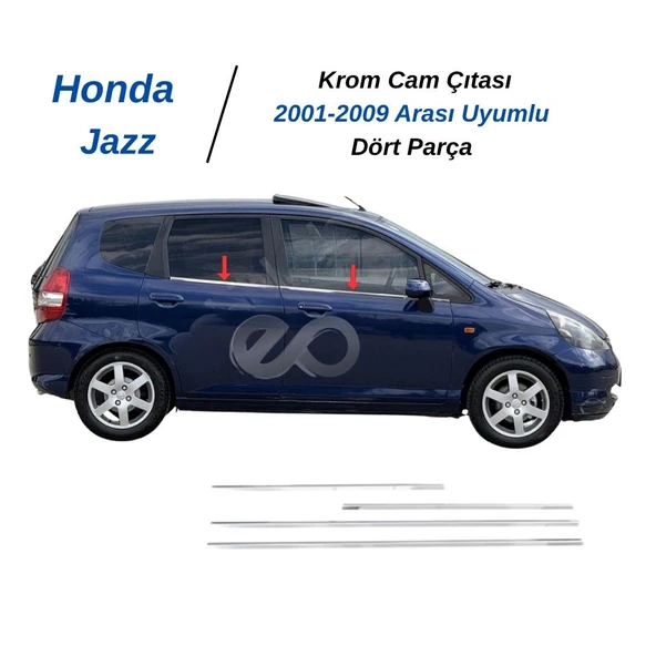 Honda Jazz Krom Cam Çıtası 4 Parça 2001-2009 Arası Uyumlu P. Çelik ürün görseli
