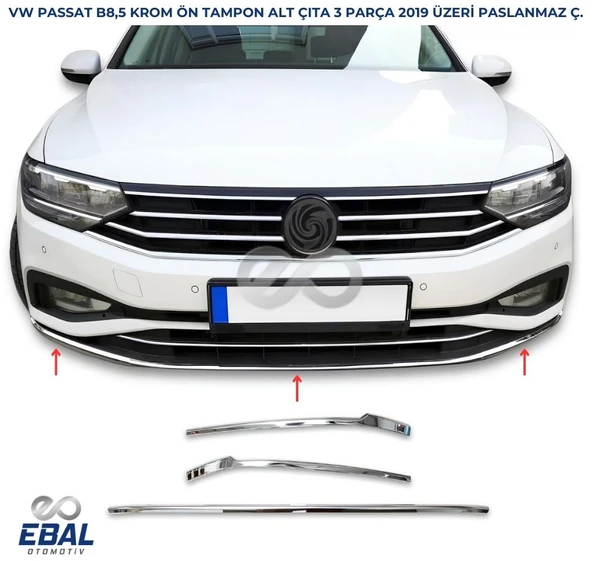 VW Passat 3C B8,5 Krom Ön Tampon Alt Çıta 3 prç. 2019 P.ÇELİK ürün görseli
