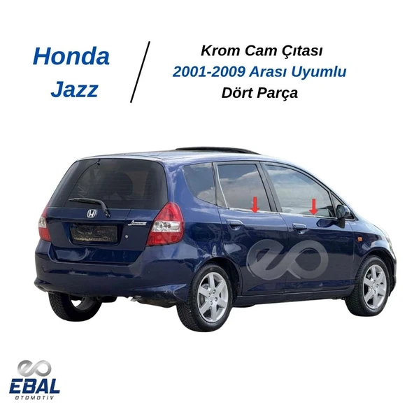 Honda Jazz Krom Cam Çıtası 4 Parça 2001-2009 Arası Uyumlu P. Çelik - Resim 3