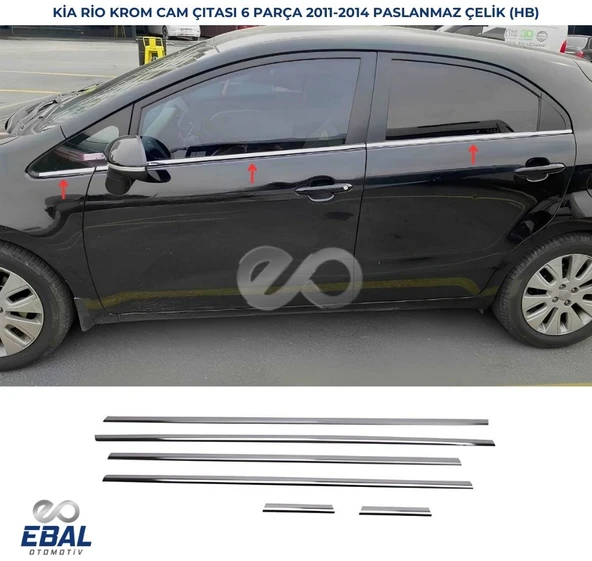 Kia Rio HB Krom Cam Çıtası 6 prç 2011-2014 P. Çelik ürün görseli