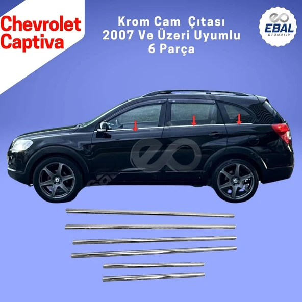 Chevrolet Captiva Krom Cam Çıtası 6 Parça 2007 Üzeri P. Çelik ürün görseli