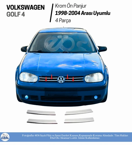 Vw Golf 4 Krom Ön Panjur 4 Parça 1998-2004 P. Çelik - Resim 2