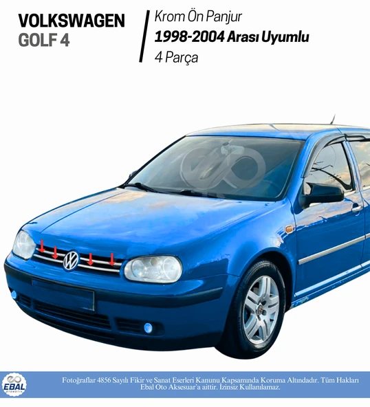 Vw Golf 4 Krom Ön Panjur 4 Parça 1998-2004 P. Çelik - Resim 4