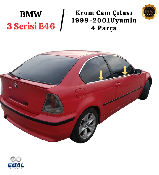 BMW 3 Serisi E46 Krom Cam Çıtası 4 Parça 1998-2001 P.Çelik (COUPE) - Resim 2