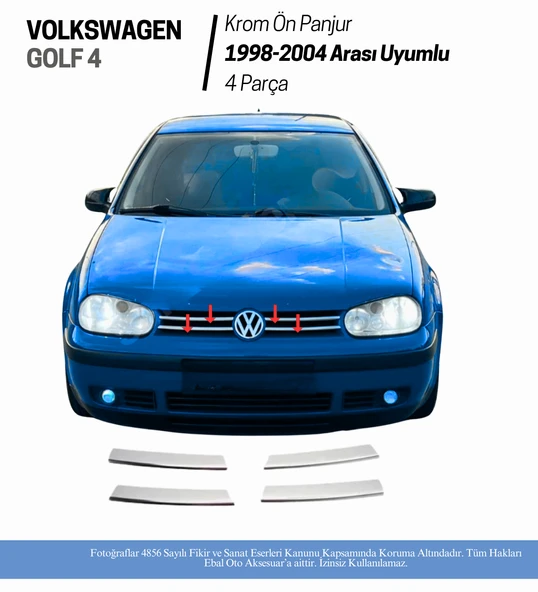 Vw Golf 4 Krom Ön Panjur 4 Parça 1998-2004 P. Çelik ürün görseli