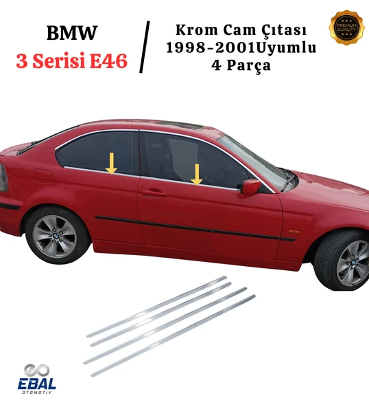 BMW 3 Serisi E46 Krom Cam Çıtası 4 Parça 1998-2001 P.Çelik (COUPE) ürün görseli