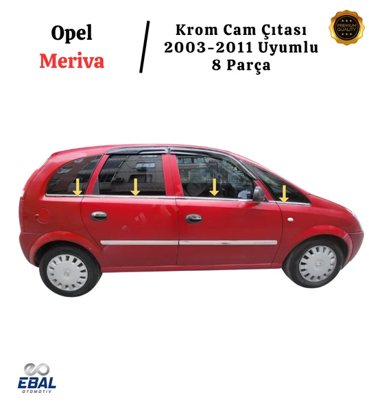 Opel Meriva Krom Cam Çıtası 8 Parça 2003-2011 P. Çelik - Resim 4