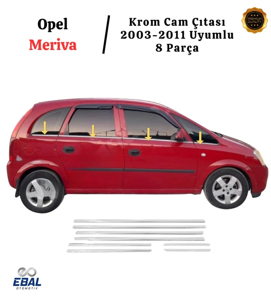 Opel Meriva Krom Cam Çıtası 8 Parça 2003-2011 P. Çelik - Resim 2
