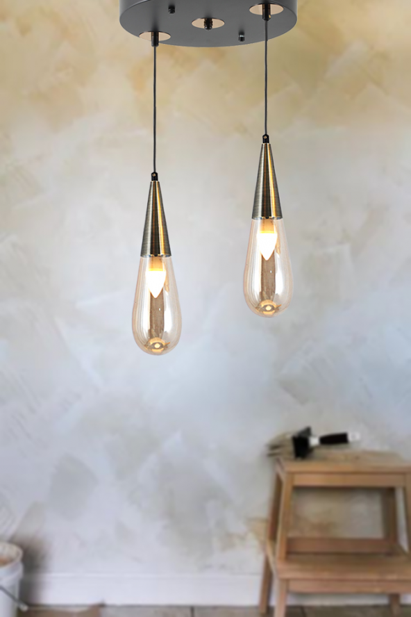 TT Aydınlatma TT023-2Y-SY-ESK  Eskitme 2 li Damla Modeli Yuvarlak - Resim 3