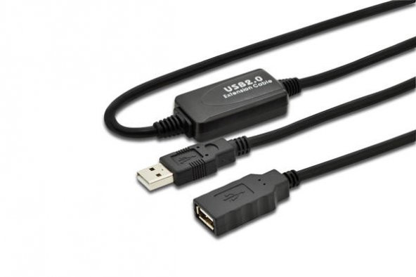Digitus DA-73100-1 10 mt USB 2.0 to USB 2.0 Erkek-Dişi USB 2.0 Uzatma Kablosu