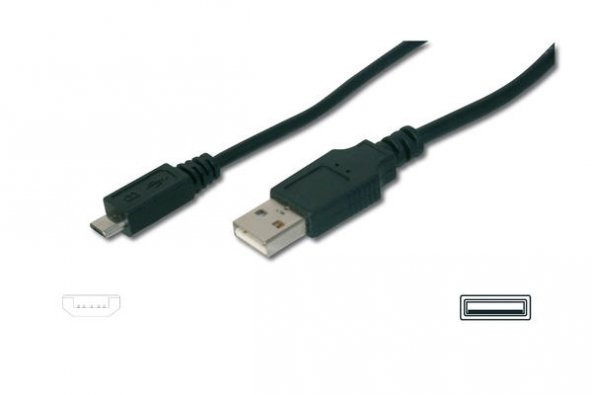 Digitus AK-300110-030-S 3 Mt USB 2.0 to micro USB Erkek-Erkek AWH28 UL USB 2.0 Kablo