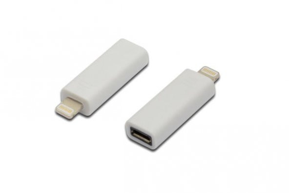 Digitus AK-600501-000-W iPhone Lightning 8 Pin to micro USB Tip B Erkek-Dişi Beyaz Iphone Dönüştrücü Adaptör