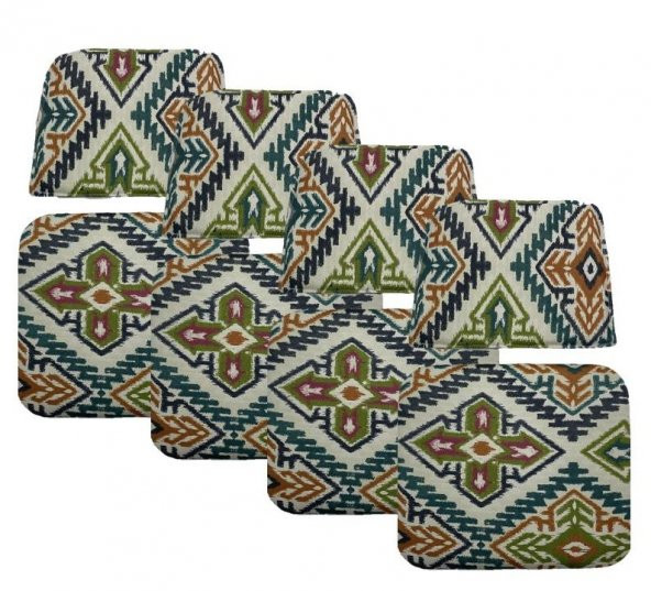 Knsz minder seti 4 lü mazlum kilim desen oturma ve sırt tel sandalyesi minderi bir arada