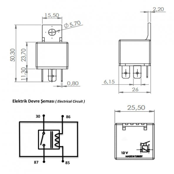 12v Mini Röle 4 Pin - 4RA 965 400-031, 97CT15K234AA - 3