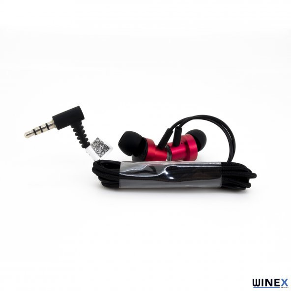 Winex Mıknatıslı Metal Mikrofonlu Kablolu Kulakiçi Kulaklık Kırmızı - 3