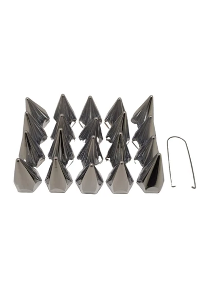 17 Mm Bijon Kapak Sivri Krom Plastik