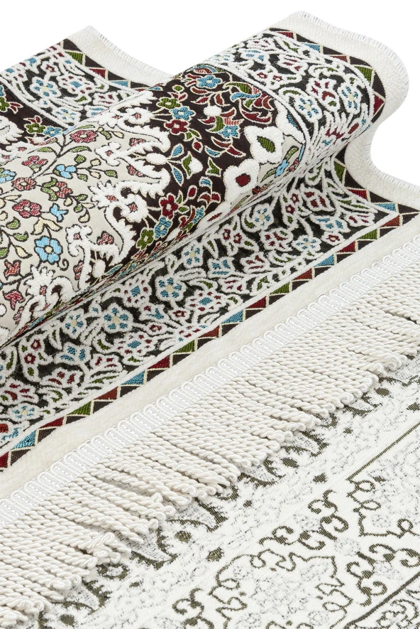 Otantik Ultra Lüks Şönil Seccade Krem - Resim 3