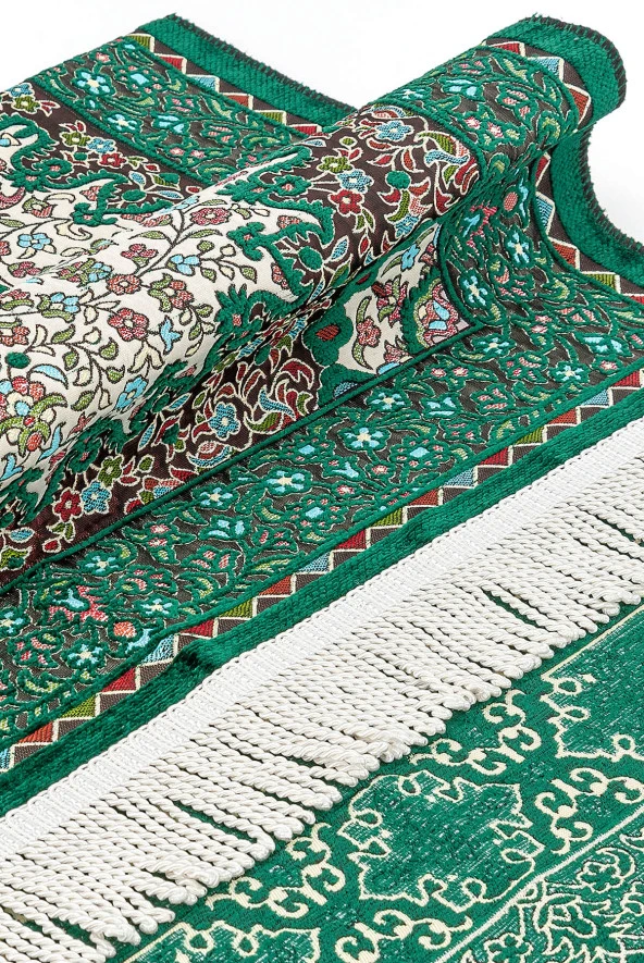 Otantik Ultra Lüks Şönil Seccade Yeşil - Resim 2