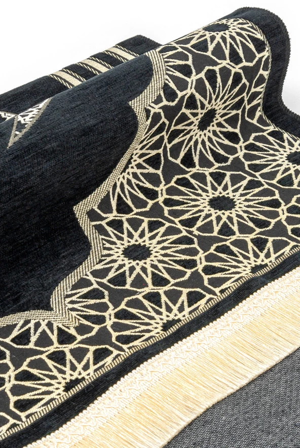 Desenli Şönil Seccade - Siyah Renk - Resim 2