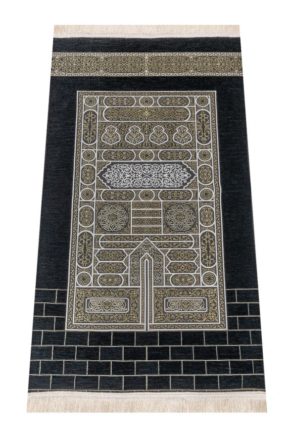 Kabe Desenli Ultra Plus Siyah Şönil Seccade 18