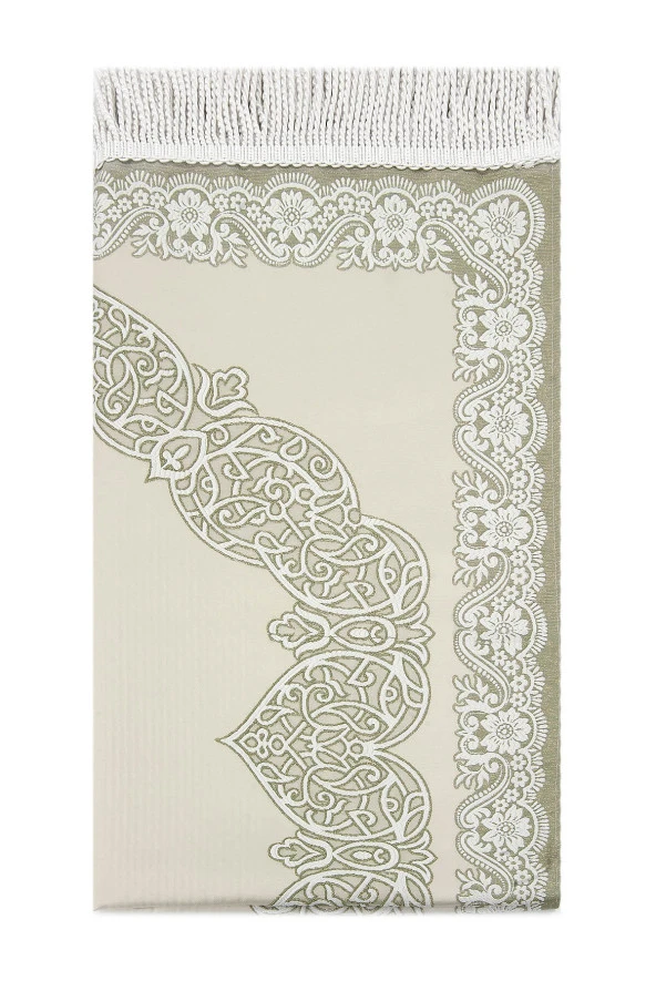 Astarlı Saten Jakarlı Seccade - Açık Yeşil - Resim 2