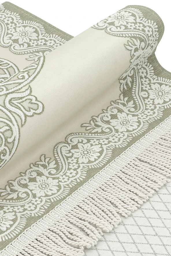 Astarlı Saten Jakarlı Seccade - Açık Yeşil - Resim 3