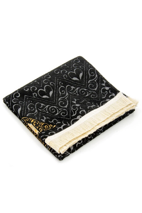 Kabe Desenli Ultra Plus Siyah Şönil Seccade 6 - Resim 4