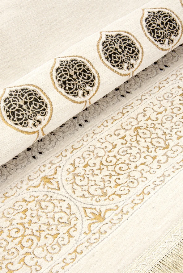 Kabe Desenli Ultra Plus Krem Şönil Seccade 11 - Resim 3