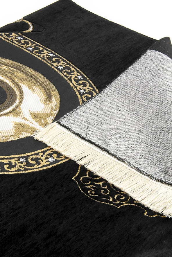 Hacerül Esved Modelli Ultra Lüks Siyah Şönil Seccade 4 - Resim 3