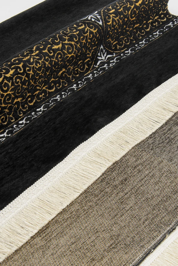 Kabe Örtüsü Düz Modeli Ultra Lüks Siyah Şönil Seccade 8 - Resim 3