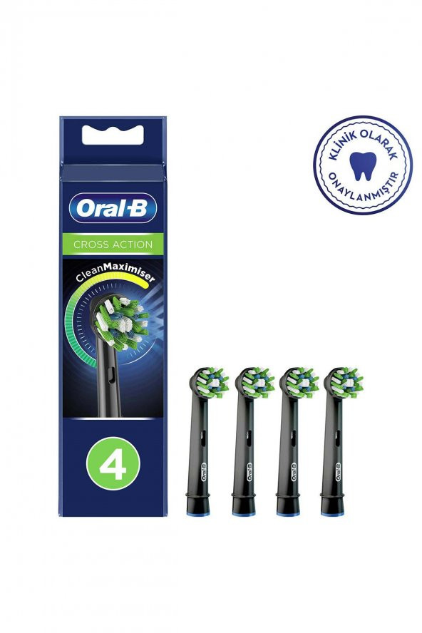 Oral-B Cross Action Clean&Maximiser Şarjlı Diş Fırçası Yedek Başlığı Siyah 4lü