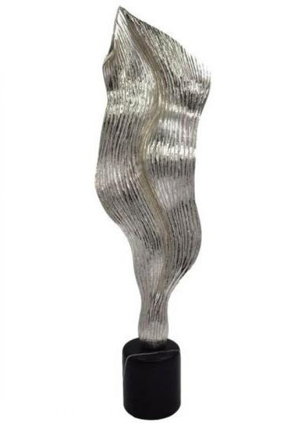 Crearthome Yaprak Dekor Alüminyum Gümüş Obje 63x18 cm SZR-T-5-G