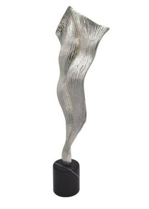 Crearthome Yaprak Dekor Alüminyum Gümüş Obje 63x18 cm SZR-T-5-G - 2