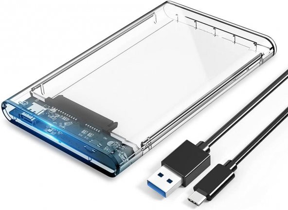 2.5" Harici SATA HDD Kutu USB 3.0 Type-C - Şeffaf