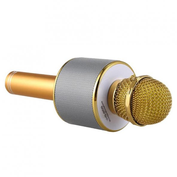 Karaoke Mikrofon Bluetooth Hoparlör Usb Sd Kart ve Aux Girişli - Gold - 6
