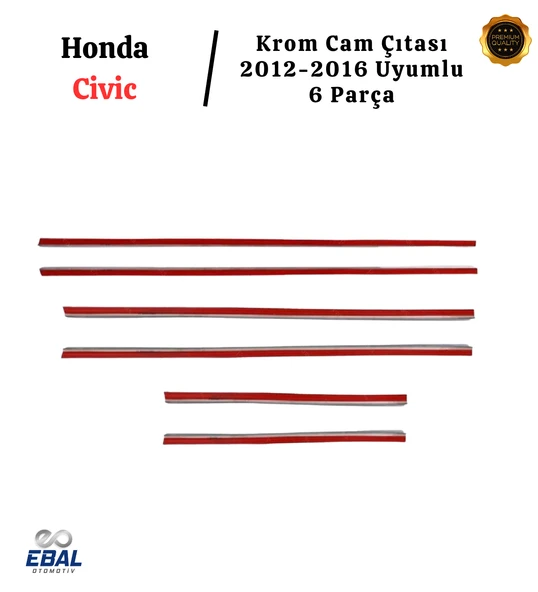 Honda Civic Krom Cam Çıtası 6 Parça 2012-2016 P. Çelik - Resim 4