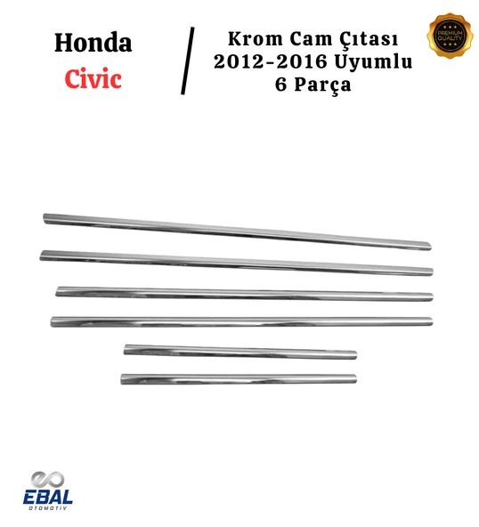 Honda Civic Krom Cam Çıtası 6 Parça 2012-2016 P. Çelik - Resim 3