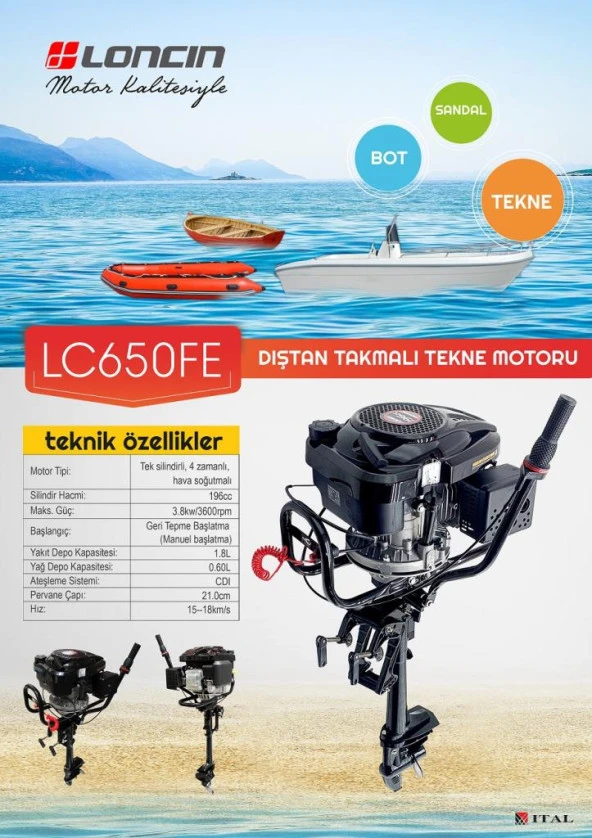Loncin LC650FE Dıştan Takmalı Tekne Motoru 196cc 4 Zamanlı - 4