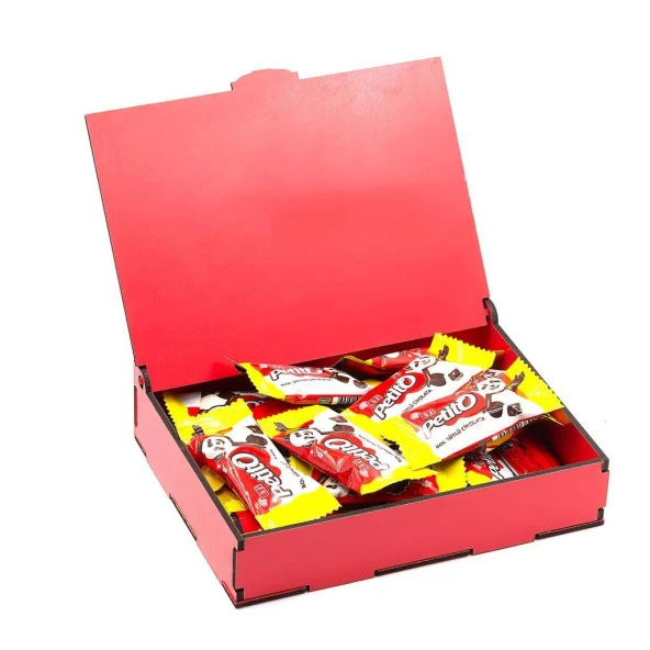 Sevdiklerinize Özel Kırmızı Ahşap Hediye Kutusunda 24 Adet Petito - Resim 2